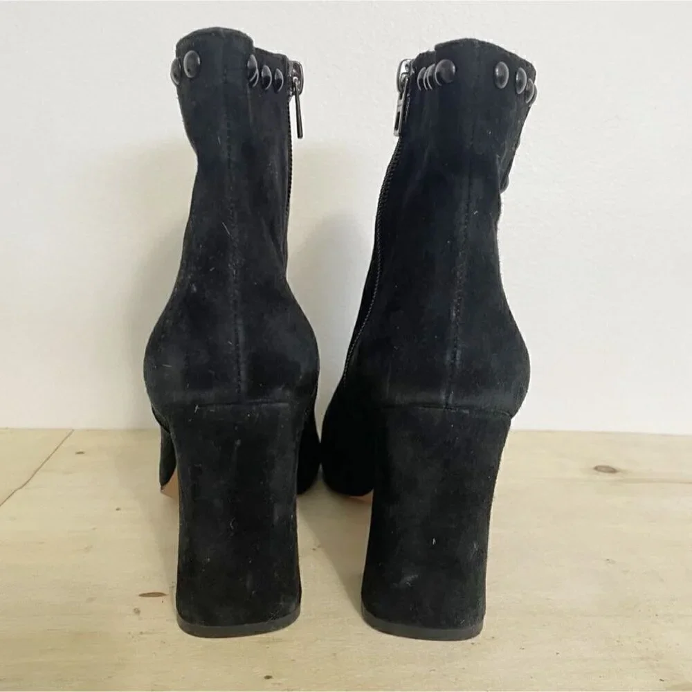 Coach Size 7.5 Boots Block Heel Black Studded